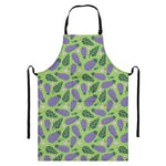 Eggplant With Leaves And Flowers Print Bib Apron With Pocket