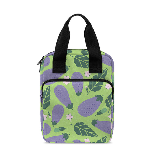 Eggplant With Leaves And Flowers Print Bible Tote Bag