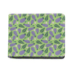 Eggplant With Leaves And Flowers Print Bifold Wallet