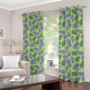 Eggplant With Leaves And Flowers Print Blackout Grommet Curtains