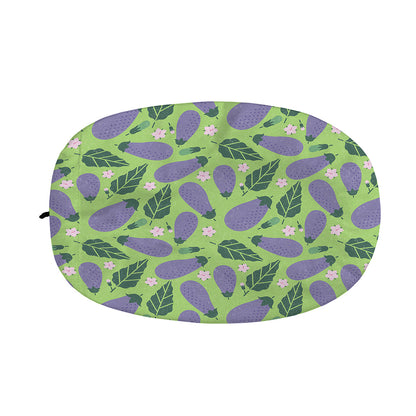 Eggplant With Leaves And Flowers Print Car Side Mirror Covers