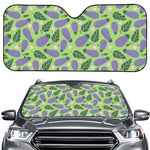 Eggplant With Leaves And Flowers Print Car Windshield Sun Shade