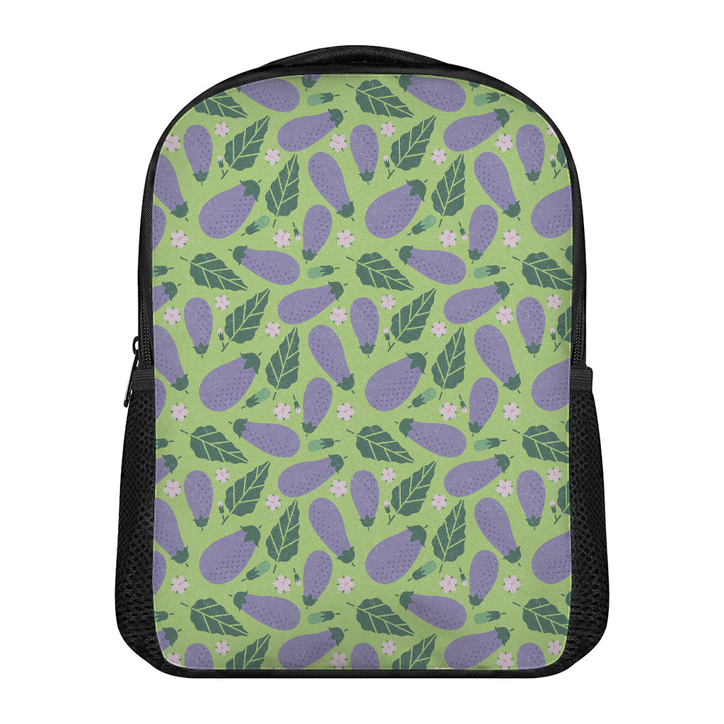 Eggplant With Leaves And Flowers Print Casual Backpack