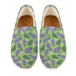 Eggplant With Leaves And Flowers Print Casual Shoes