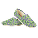 Eggplant With Leaves And Flowers Print Casual Shoes