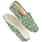 Eggplant With Leaves And Flowers Print Casual Shoes