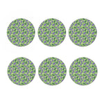 Eggplant With Leaves And Flowers Print Coaster Set