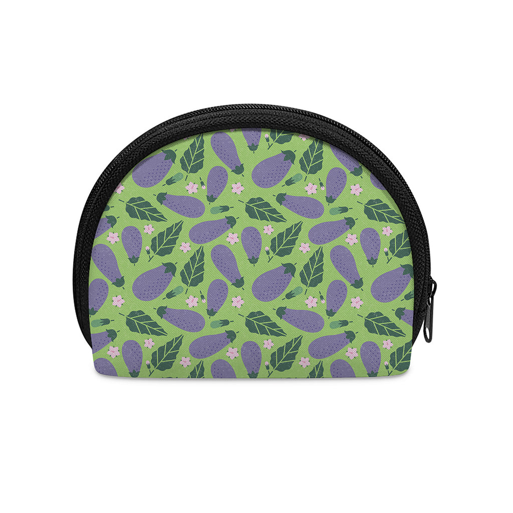 Eggplant With Leaves And Flowers Print Coin Purse