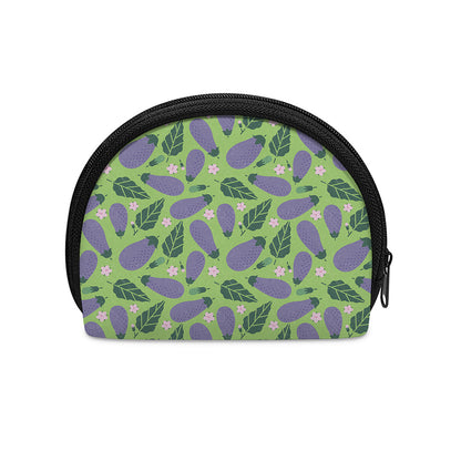Eggplant With Leaves And Flowers Print Coin Purse