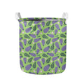 Eggplant With Leaves And Flowers Print Collapsible Laundry Basket