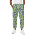 Eggplant With Leaves And Flowers Print Cotton Sweatpants