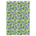 Eggplant With Leaves And Flowers Print Curtain