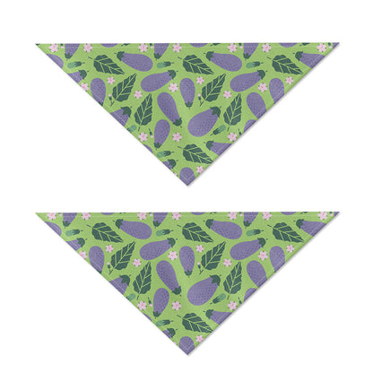 Eggplant With Leaves And Flowers Print Dog Bandana