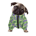 Eggplant With Leaves And Flowers Print Dog Zip Up Jacket