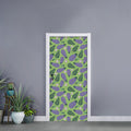 Eggplant With Leaves And Flowers Print Door Sticker