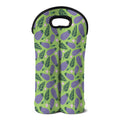 Eggplant With Leaves And Flowers Print Double Neoprene Wine Tote