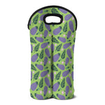 Eggplant With Leaves And Flowers Print Double Neoprene Wine Tote
