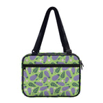 Eggplant With Leaves And Flowers Print Double Strap Bible Bag