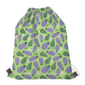 Eggplant With Leaves And Flowers Print Drawstring Bag