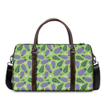 Eggplant With Leaves And Flowers Print Duffle Bag