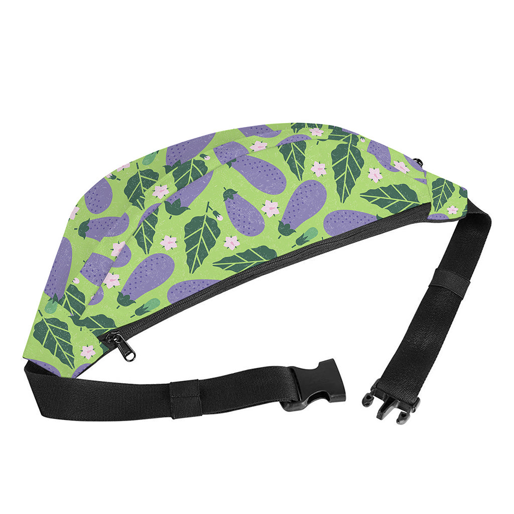 Eggplant With Leaves And Flowers Print Fanny Pack
