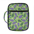 Eggplant With Leaves And Flowers Print Front Pocket Bible Bag