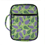 Eggplant With Leaves And Flowers Print Front Pocket Bible Bag
