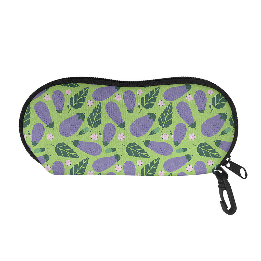 Eggplant With Leaves And Flowers Print Glasses Case