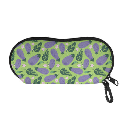 Eggplant With Leaves And Flowers Print Glasses Case