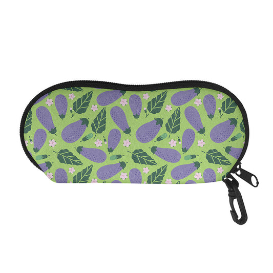 Eggplant With Leaves And Flowers Print Glasses Case