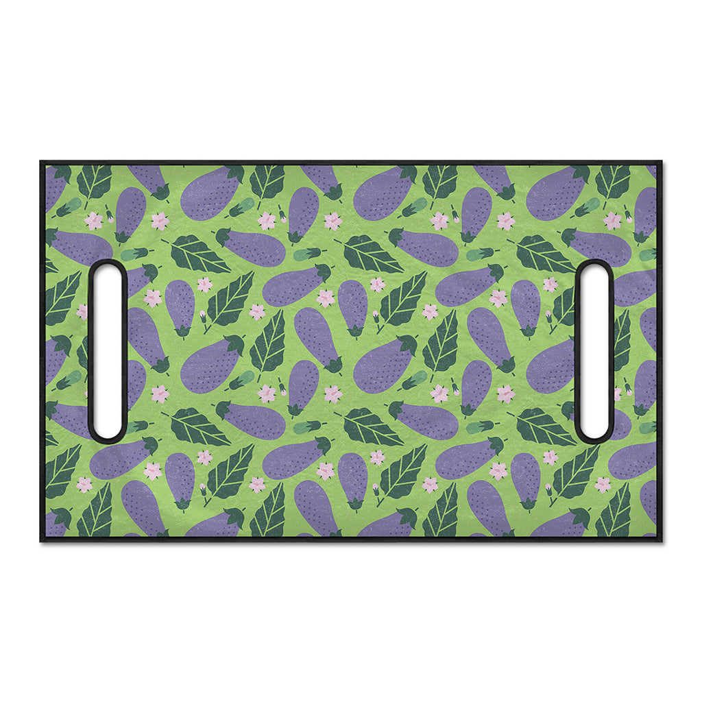 Eggplant With Leaves And Flowers Print Golf Cart Seat Cover