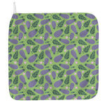 Eggplant With Leaves And Flowers Print Hand Towel