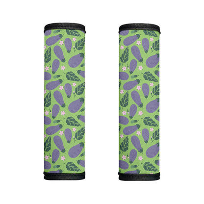 Eggplant With Leaves And Flowers Print Handle Covers