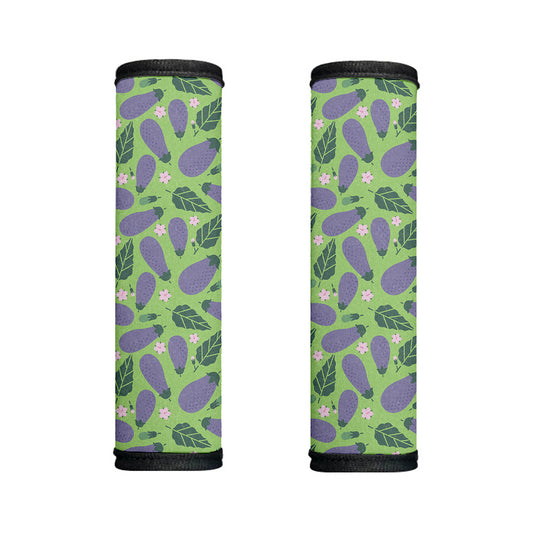 Eggplant With Leaves And Flowers Print Handle Covers