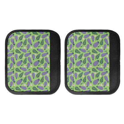 Eggplant With Leaves And Flowers Print Handle Covers