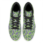 Eggplant With Leaves And Flowers Print High Top Leather Sneakers