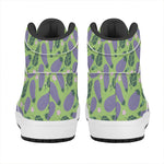 Eggplant With Leaves And Flowers Print High Top Leather Sneakers