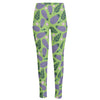 Eggplant With Leaves And Flowers Print High-Waisted Pocket Leggings