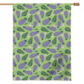 Eggplant With Leaves And Flowers Print House Flag