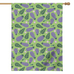 Eggplant With Leaves And Flowers Print House Flag