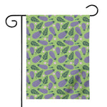 Eggplant With Leaves And Flowers Print House Flag