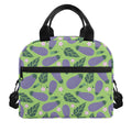 Eggplant With Leaves And Flowers Print Insulated Lunch Bag