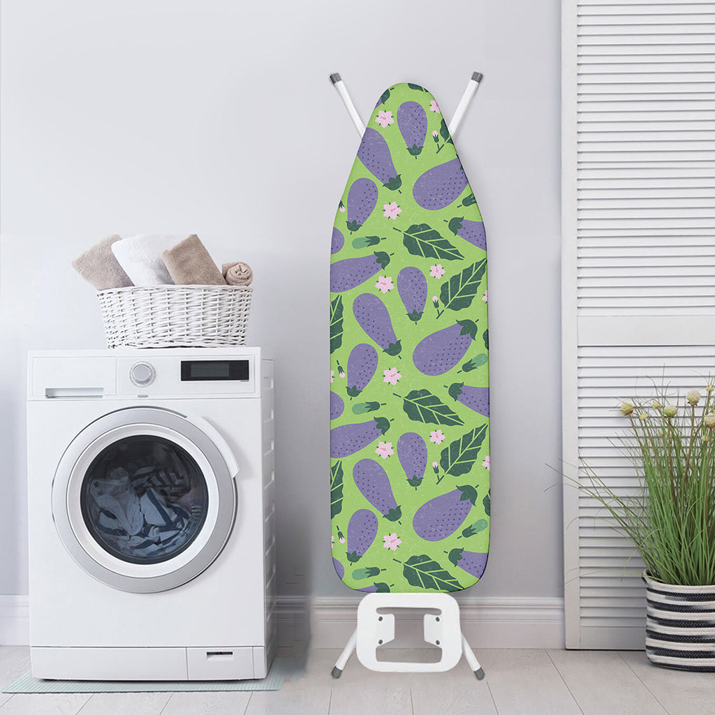 Eggplant With Leaves And Flowers Print Ironing Board Cover