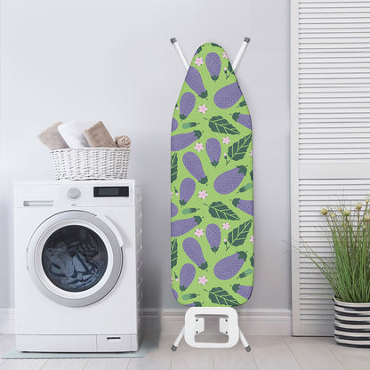 Eggplant With Leaves And Flowers Print Ironing Board Cover
