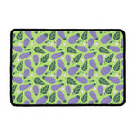 Eggplant With Leaves And Flowers Print Kitchen Mat