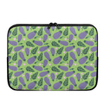 Eggplant With Leaves And Flowers Print Laptop Sleeve
