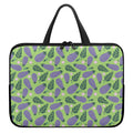 Eggplant With Leaves And Flowers Print Laptop Sleeve With Handle