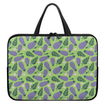 Eggplant With Leaves And Flowers Print Laptop Sleeve With Handle