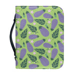 Eggplant With Leaves And Flowers Print Leather Bible Cover