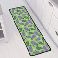 Eggplant With Leaves And Flowers Print Long Kitchen Mat
